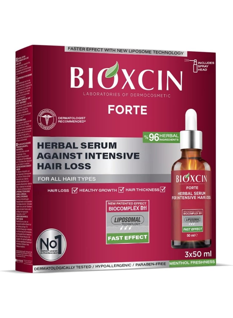Bioxcin Forte Anti-Hair Loss Serum 3x50ml - Herbal Scalp Strengthening Treatment - Image 2